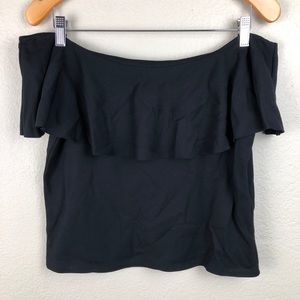 Dr. Denim Marina Ruffle off the shoulder knit top